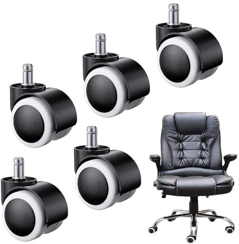 Office Chair Wheels, 5 Pcs Chair Casters Replacement 11 mm x 22 mm Universal Rollering Wheels for Office Chair for Office Chairs Gaming Chair Swivel Chair
