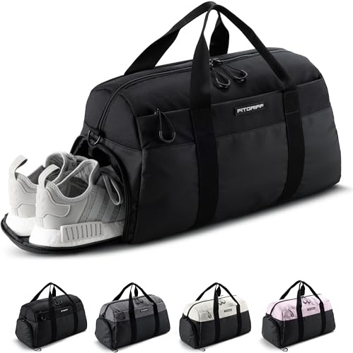 Fitgriff® Gym Bag V2 for Men and Women with Shoe & Wet Compartment - Duffle Bag for Travel, Sports, Fitness and Workout (Full Black, 19 x 10 x 11″ (Small))