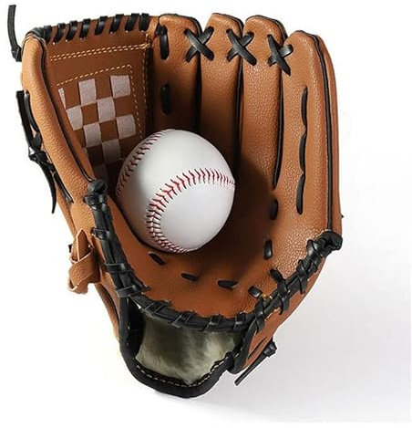 Baseball Handschuhe Outdoor Sport Baseball Handschuh Softball Übungsgeräte Größe 9,5/10,5/11,5/12,5 Linke Hand for Kinder/Erwachsene Mann Frau Training Baseballhandschuh(Brown,9.5in for Kid)