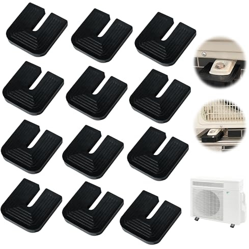 12 Piezas Amortiguadores Goma de Aire Acondicionado, U-Forma Aislador de Vibración de Goma para Aire Acondicionado para Exteriores Amortiguador de la Unidad del Aire Acondicionado, Negro