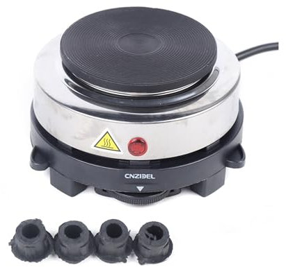 Einzelkochplatte Elektrisch 500W Kochplatte 1er 9.6cm Heizgefäßes Herdplatte 1 Kochfeld Heizplatte 6 Temperatureinstellung für Tee Kaffee Küche Single Heizplatte