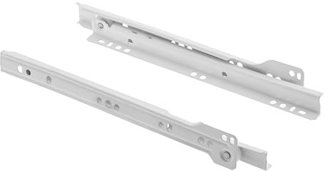 B2C 2 Pairs Metal Roller Bottom Fix Kitchen Cabinet Drawer Runners Slides White 250mm 600mm White Pair Set Smoth Glide Easy instalation (350mm)