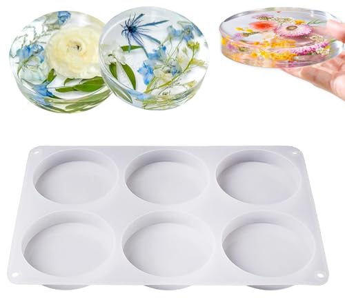 Stampi in Silicone per Sottobicchieri Grandi Stampi Rotondi in Resina a 6 Cavità Stampo in Silicone per Tappetini per Tazze Fai Da Te, Decorazione per la Casa