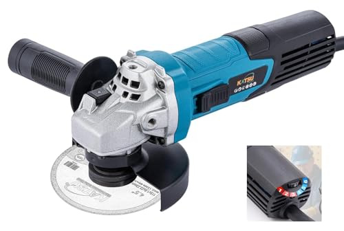 KATSU Tools Corded Angle Grinder 115mm 750W, Slim Body, Variable Speed, for Masonry Concrete Tile Metal Steel Grinding Polishing 100186