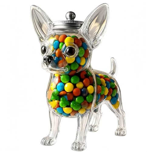 Nazada Chihuahua Candy Jar, Dog Cookie Jar, Glass Dog Snacks Treat Container With Lid, Adorable Candy Jars, Pet Treat Jars, For Cookie, Candies, Coffee Pods, Pet Lovers Gifts