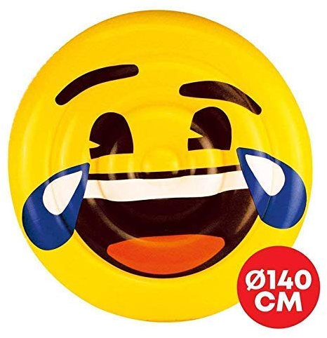Lively Moments Île de Baignade/Matelas Gonflable/Conception Ile Emoji Souriant avec Tränen/Smiley Lol/Émoticône
