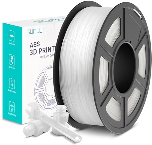 SUNLU ABS Filament 1.75 mm, Hoch Temperaturbeständiges 3D Drucker Filament, Hohe Festigkeit und Schlagfest, Langlebig 3D Druckfilament Für die Meisten FDM 3D Drucker, 0,9 kg Spule, Transparent