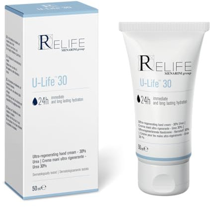 Relife U-Life 30 - Crema mani ultra rigenerante con azione protettiva per l'idratazione di zone localizzate ed esposte con Urea al 30% e Glicerina. Crema da 50 ml