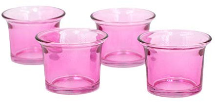 Creativery Lot de 4 photophores en verre avec bord incurvé en forme de tulipe - 63 x 45 mm - Rose 148