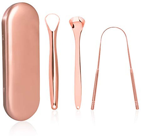 Zungenschaber Edelstahl Zungenreiniger mit Metall Etui Oral Care Kit für Erwachsene Saubere Zunge Frischer Atem 3 Stück