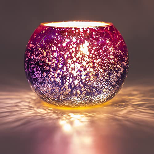 Larcenciel Teelichthalter, Lila Glas Kerzenhalter Romantischer Kerzenständer, Teelichtgläser mit Farbverlauf, Kerzenleuchter Teelichter Dekoration für Zuhause, Tischdekoration, Hochzeit, Party