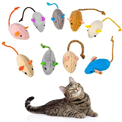 Dacitiery 9 Pcs Catnip Mice Toys for Cats, Plush Kitten Toys with Tails