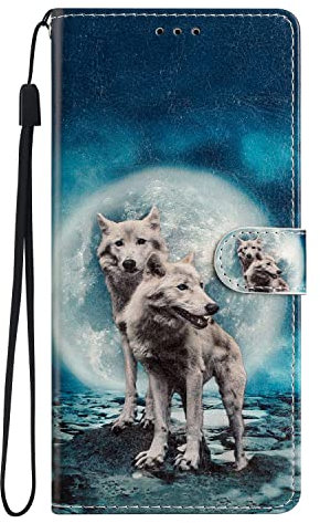 Samsung A20E Case Flip Shockproof PU Leather Wallet Cover with Stand Magnetic Card Holder TPU Bumper Folio Slim Fit Protective Phone Case for Samsung Galaxy A20E Wolf