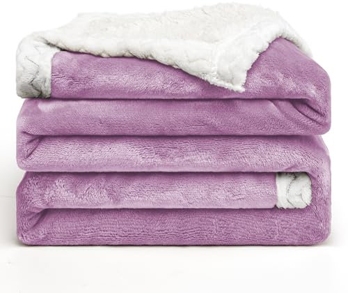 BESCH Manta Borreguillo para Sofá, Cama 130x160cm Ultra Suave, Cálida y Mullida, Manta Sherpa Polar Borreguito, Mantas Sofa de Doble Capa Reversible (Lila)