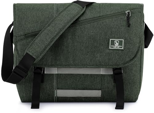 OIWAS Messenger Bag for Men, 15.6 Inch Laptop Crossbody Bags Women Casual Satchel Shoulder Bag College Travel Office Briefcase (15.6 Inch, Dark Green)