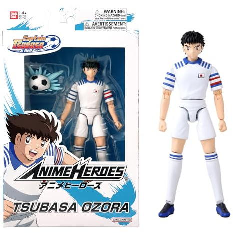 BANDAI - Anime Heroes - Captain Tsubasa - Actionfigur Anime Heroes 17 cm - Tsubasa Ozora - Gelenkfigur mit Zubehör - Manga-Figur - Fussball Figuren - Spielzeug für Kinder ab 4 Jahren - 37791