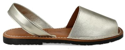 PAYMA - Sandales Menorquinas Avarcas Plates pour Femme. Espadrilles Menorcan d'Été. Article en Cuir de l'Espagne. Plante Rembourrée. Couleur: Doré, Taille: EU 40