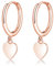 Cangall Silver Drop Hoop Earrings for Women, 925 Sterling Silver Heart Dangle Hoop Earrings, Minimalist Hypoallergenic Small Cute Cartilage Cuff Sleeper Earrings Rose Gold with Dainty Heart Dangling