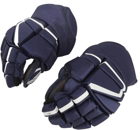 Jiawu Hockeyhandschuhe, Blaue Bequeme Atmungsaktive Eishockeyhandschuhe für den Eishockeysport (11 Zoll)