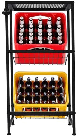 vinnyooc Estantería para cajas de bebidas, 3 niveles, soporte para cajas de bebidas, estantes de almacenamiento, estanterías, cajas de bebidas, cocina, estantería para cajas de bebidas