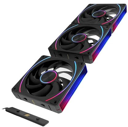 iHTP UNI Fan ARGB PWM EY120 - Ventilador de caja delantera de 120 mm, conexión en cadena, paquete de 3 unidades