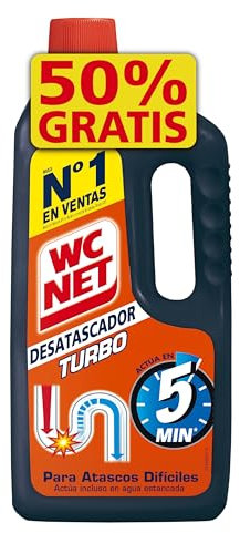 Wc Net Déboucheur Turbo Super concentré - Dissout les bouchons après la première et en 5 minutes - 500 ml + 500 ml extra