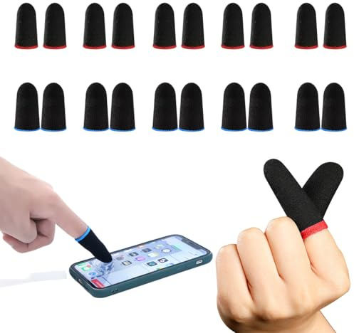 CATOR Mangas para Dedos 10 Pares Mangas para Dedos para Juegos, Funda para Dedos para Juegos Móviles Funda para Dedos con Pantalla Táctil Guantes para Dedos Mangas para Pulgares Funda para Dedos