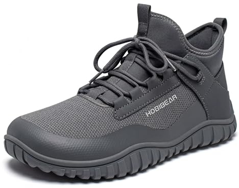 HOBIBEAR Barefoot Minimalist Shoes Womens Mens | Zero Drop | Wide Width knit boots(grey Women 11/Men 10)