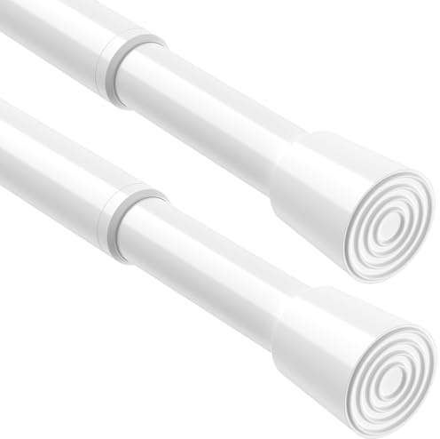 BSYXLSX Tension Rod 70-100cm(27-39in) (2 Pack) ,Spring-Loaded No-Drilling Curtain Poles for Small Windows, Clothes Hanging, Adjustable Net Curtain Rod,White