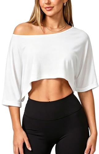 Navneet Women Off The Shoulder Tops Baggy Bardot Tops | Night Out Clubbing Tops, Rave Festival Outfits, Music Concert Tops, Going Out Tops, Pilates Yoga Tops