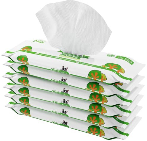 Pogi Feuchttücher für Hunde – reisegröße, mit Grüntee-Duft, hypoallergen, mit Bambusfasern – 120 Stück (6×20)