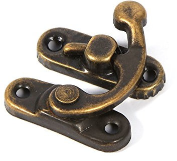 Haofy Serratura Antica, 12X Antique Sinistra/Destra Gancio a Scatto Hasp Chiusura Corno Cassetto Cerniera Armadietto con Viti Decorativo Gioielli Vino Scatola di Legno(left-Bronze)