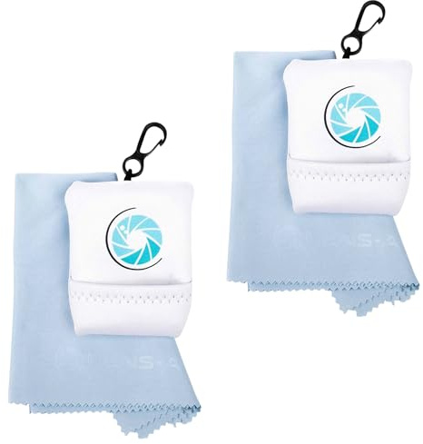 LENS-AID Chiffon de Nettoyage en Microfibre avec Sac de Rangement et Mousqueton pour Appareil Photo, Objectif, écran, Ordinateur Portable, Smartphone et Chiffon de Nettoyage pour Lunettes