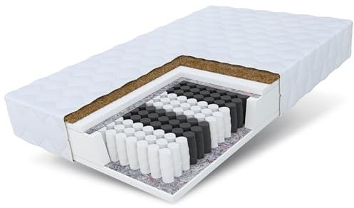 FDM Matratze 90x200 cm Härtegrad H3 H4 Höhe 17 cm Taschenfederkernmatratze Kokosfaser-Einlage Polyurethan-Schaum 7 Komfortzonen mit Hypoallergenem Waschbarem Premium-Bezug Oeko-Tex Home Plus
