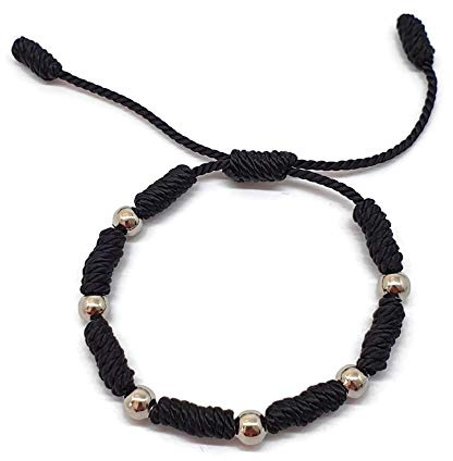 MYSTIC JEWELS by Dalia - Kabbalah armband - 7 röda trådknutar med bollar - unisex - justerbart - ögonvärksskydd - lycka till - lycka till - lycka till, One Size, Polyester, Ingen pärla