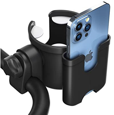 Stroller Cup and Phone Holder, Universal Pushchair/Pram Cup Holder, Baby Bottle Holder, Buggy Clip Cup Holder Organiser - Stroller Phone Holder Wheelchair Cup Holder