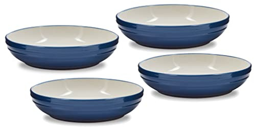 Barbary & Oak B0867012BLU Foundry 4 Piece Pasta Bowls Set in Ceramic Stoneware, Limoges Blue