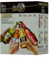 Pack Cerveza Lagers del Mundo (Coors, Staropramen, Miller y La Sagra) - Caja de 6 botellas de 33cl - Total: 1980 ml
