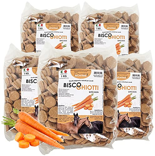 5 PEZZI BISCOGHIOTTI BISCOTTI ARTIGIANALI ALLA CAROTA PER CAVALLI 1 KG