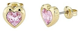 Ted Baker Han Crystal Heart Stud Earrings For Women (Gold/Pink Crystal)