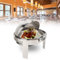 Sorandy 6L Rundes Chafing Dish-Buffet-Set aus Edelstahl,2 Heizmethoden,Benutzerfreundlich,Tragbar,Ideal für Alle Veranstaltungen, mit Sichtdeckel,Speisenwärmer mit Konstanter (1 Pfanne