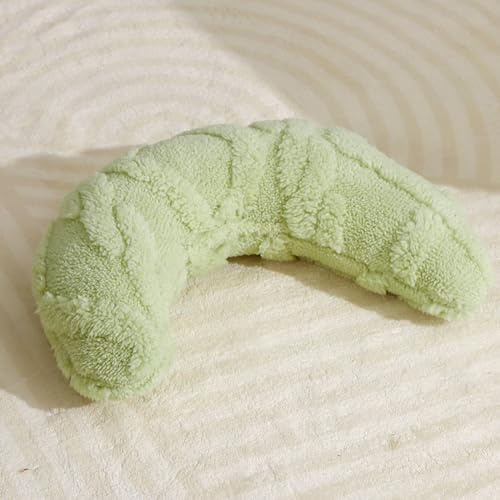 Haourlife Little Pillow for Cats Puppies Ultra Soft Warm Fluffy Pet Calming Macaron Color Toy Half Donut Cuddler for Joint Relief Sleeping Improve Machine Washable-Green
