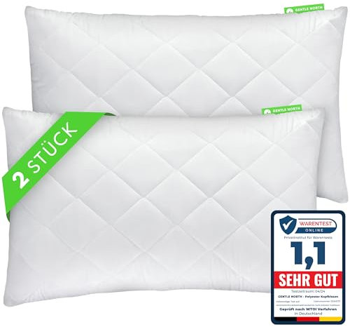 Gentle North Kopfkissen (50x75 cm groß) - 2er Set Kissen für Bett und als Dekokissen - Mit Reißverschluss für Füllung - Sofakissen - Zierkissen für Couch und Sofa - Ökotex - Waschbar bis 60° - Weiß