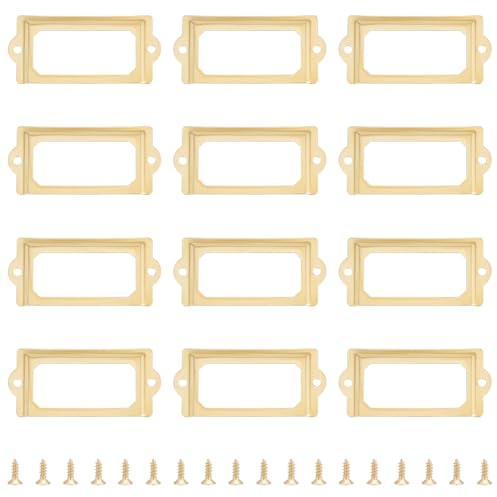 UNICRAFTALE 20pcs Cadre Étiquette Porte Étiquettes Doré 33mm Cadre Porte-Étiquettes Métal Cadre Étiquette de Nom pour Tiroir Armoire Porte Étiquettes avec Vis pour Bureau Bibliothèque Étagères Tiroir
