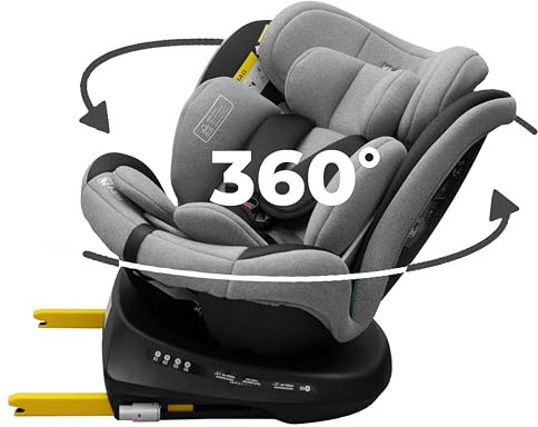 KidsZone Kindersitz 9-36 kg i-Size 40-150 cm – Autositz mit ISOFIX, 360° drehbar, RWF & FWF, 5-Punkt-Gurt, höhenverstellbar, Memory Foam – Auto Kindersitz für Babys & Kinder