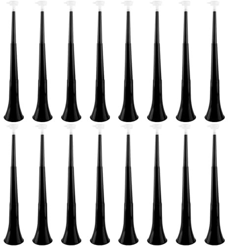 Hoarost Vuvuzela-Horn aus Kunststoff, zusammenklappbar, für Sportveranstaltungen, Abschlussfeiern, Sportspiele, Partygeschenke, 61 Stück, Schwarz, 16 Stück