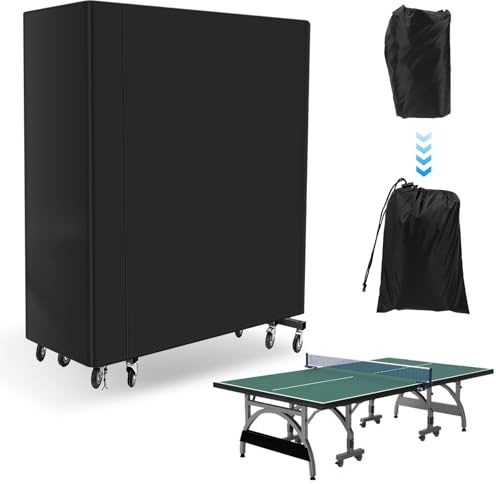 Funda para mesa de ping pong, resistente a la intemperie, 165 x 70 x 185 cm, 210D, tela Oxford, protección UV, resistente al viento, cubierta para interior y exterior