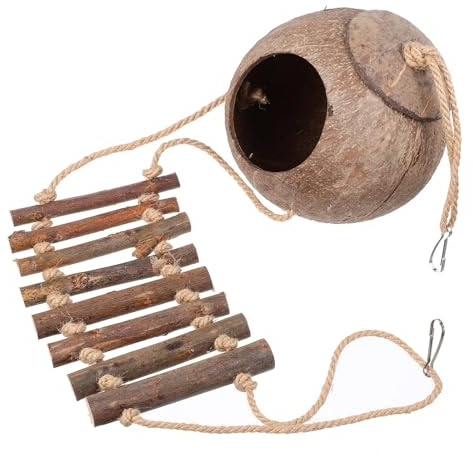 TOPBATHY Rifugio Dettagli con Decorazione Rettili e Terrario Realistici in Grotta Nascondiglio di Legno Guscio Cocco Facile da Trasportare per Gecko per Tartarughe Terrestri