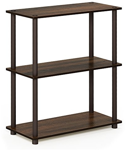 Furinno Turn-N-Tube Kompaktes Mehrzweckregal mit 3 Ebenen, Walnuss/Braun, 29,5T x 59,9B x 75,2H cm
