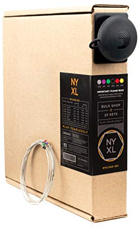 D'Addario NYXL1046-B25 Electric Guitar Strings, 10-46, 25 Sets | NYXL electric guitar strings deliver enhanced tuning stability, greater strength, dynamic range, and bright tone.